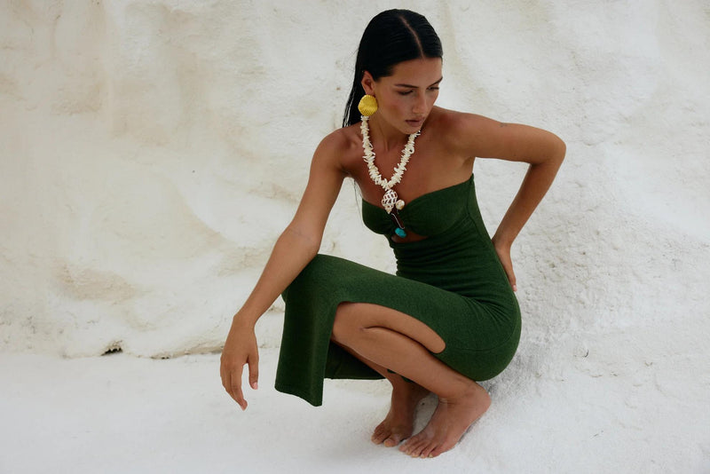 Woman in green dress
