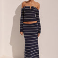 ANYA KNIT MAXI SKIRT - NAVY STRIPE