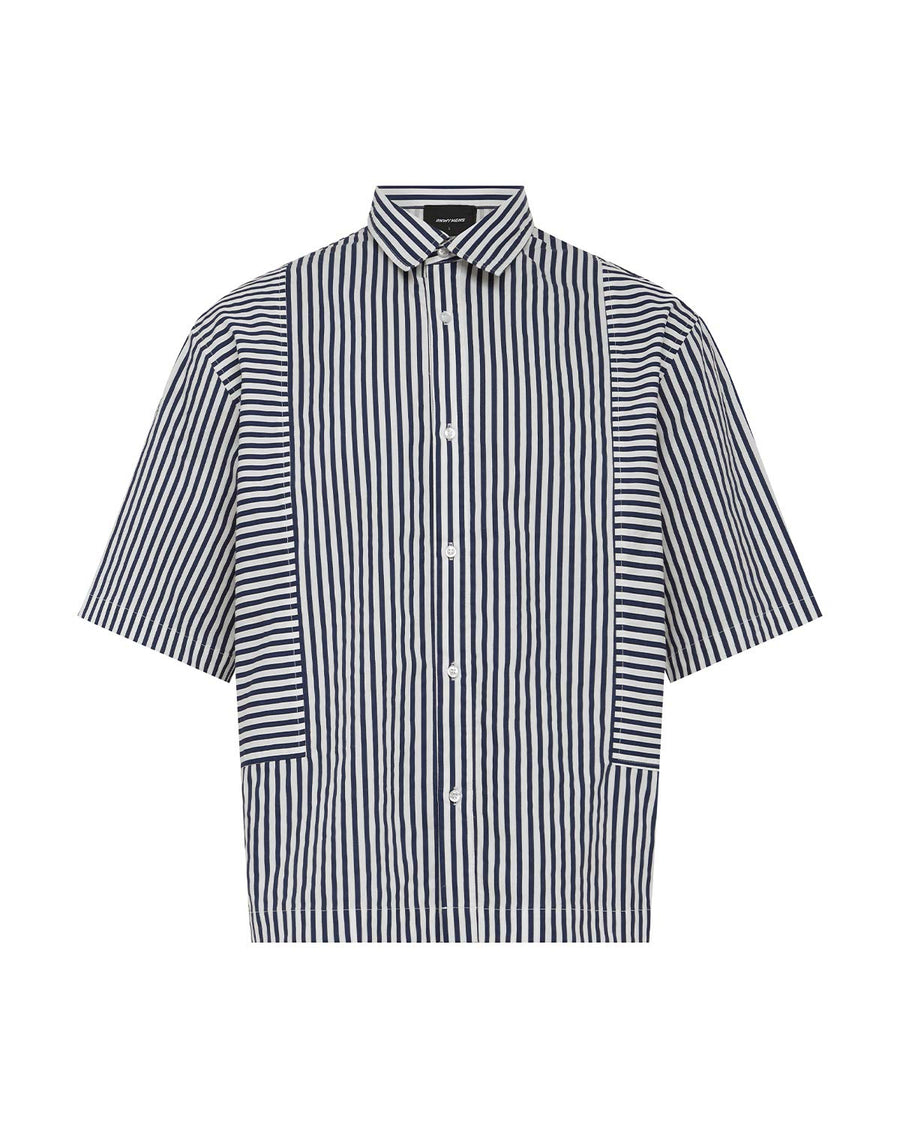 ARTEM SHORT SLEEVE SHIRT - WHITE/NAVY STRIPE