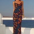 BRIGETTE COWL CROSS BACK MAXI DRESS - VALINA ORANGE
