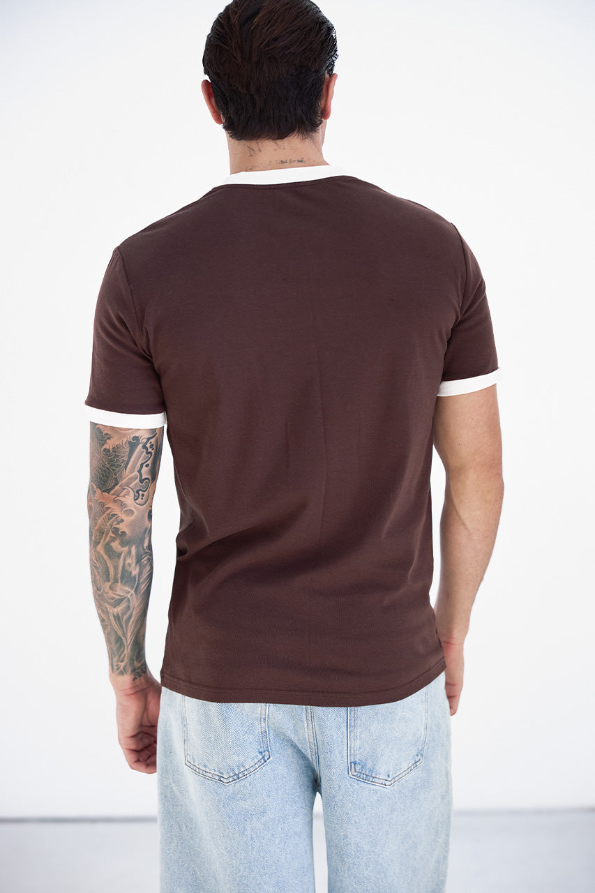 CAYDEN FITTED T-SHIRT - CHOCOLATE