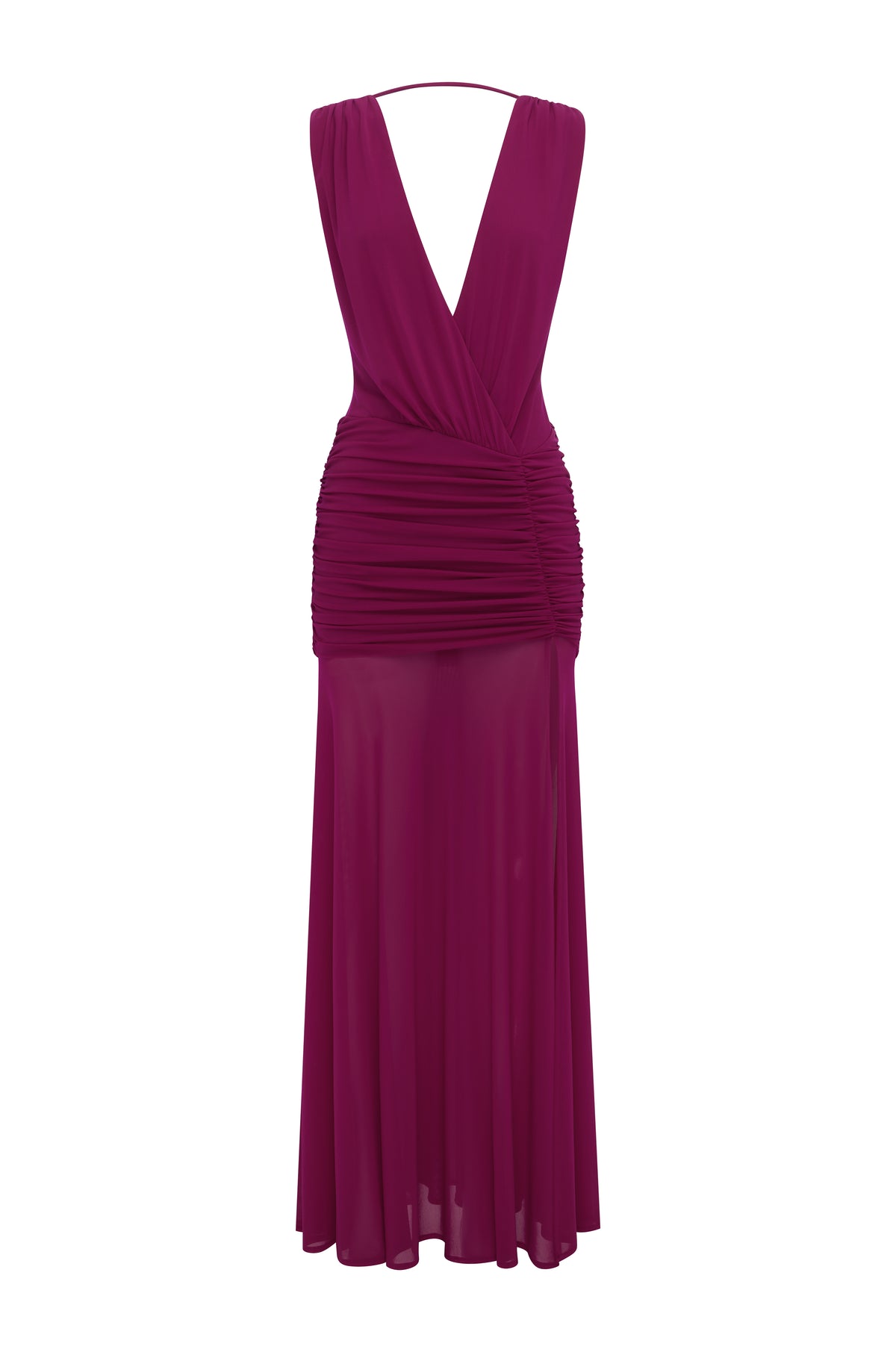 DESERAE LOW PLUNGE MAXI DRESS - FUCHSIA