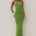 DIANA ASYMMETRIC NECK MAXI DRESS - KIWI