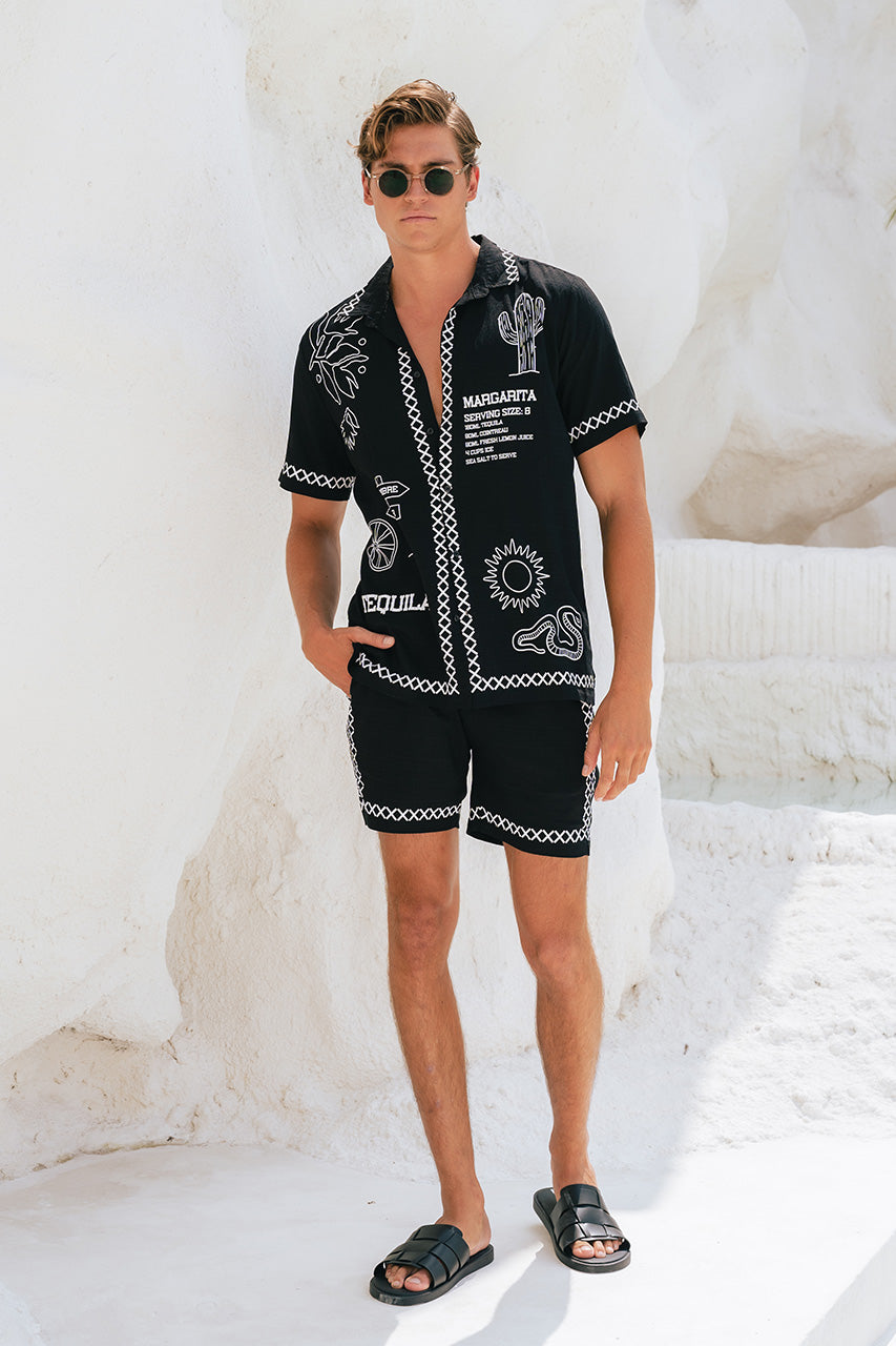 DIEGO DRAWSTRING SHORTS -  BLACK