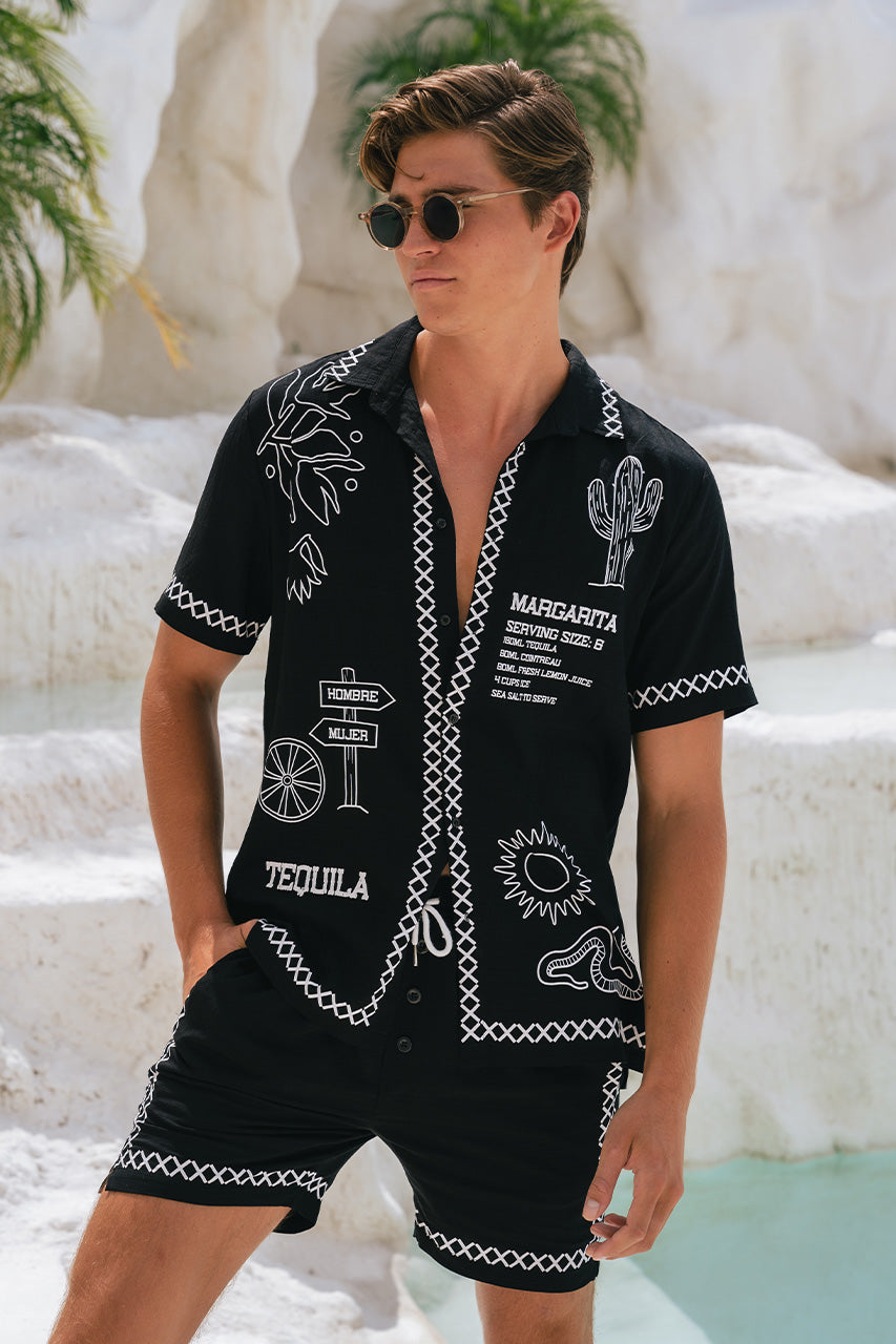 DIEGO DRAWSTRING SHORTS -  BLACK