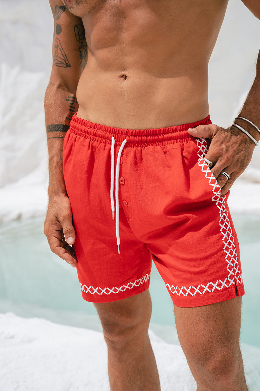 DIEGO DRAWSTRING SHORTS - RED