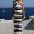 EMRYN HALTER KNIT MAXI DRESS - MULTI STRIPE