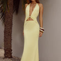 HALSTON HALTER MAXI DRESS - LEMON