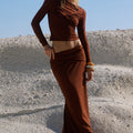 KAMILIA TWIST MAXI SKIRT - CHOCOLATE