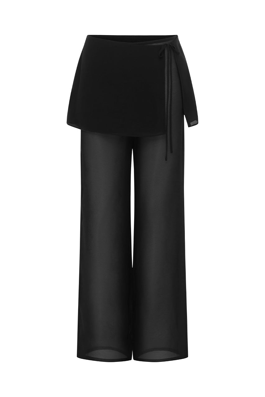 KARISO MINI SKIRT OVERLAY PANTS - BLACK