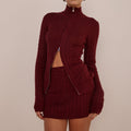 KATARINA LONG SLEEVE KNIT TOP - BLACK CHERRY