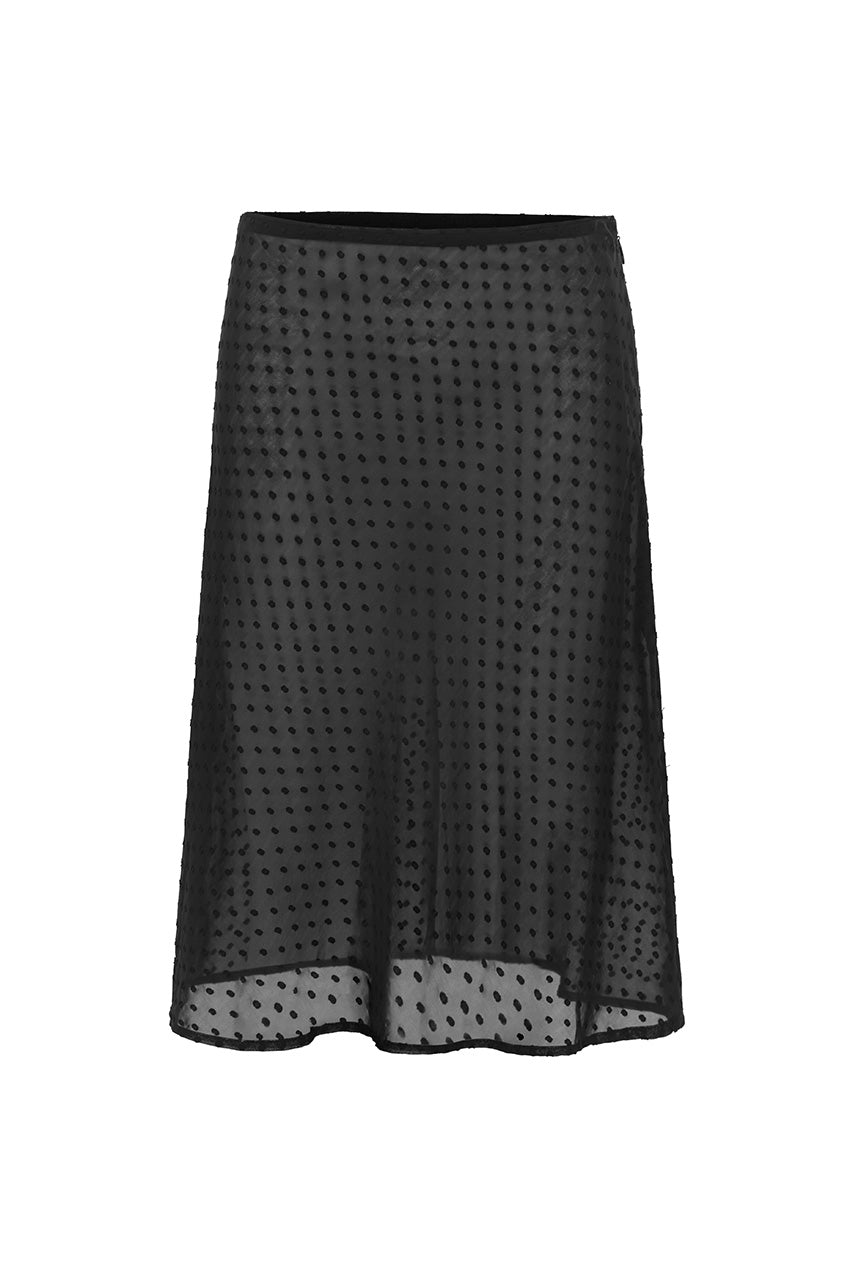 KIT LOW WAIST SHEER MIDI SKIRT - BLACK