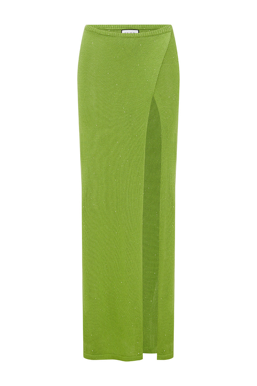 KIVA HIGH SIDE SLIT MAXI SKIRT - KIWI