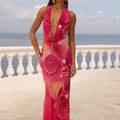 LEXIE LOW PLUNGE HALTER MAXI DRESS - ISABEL PINK