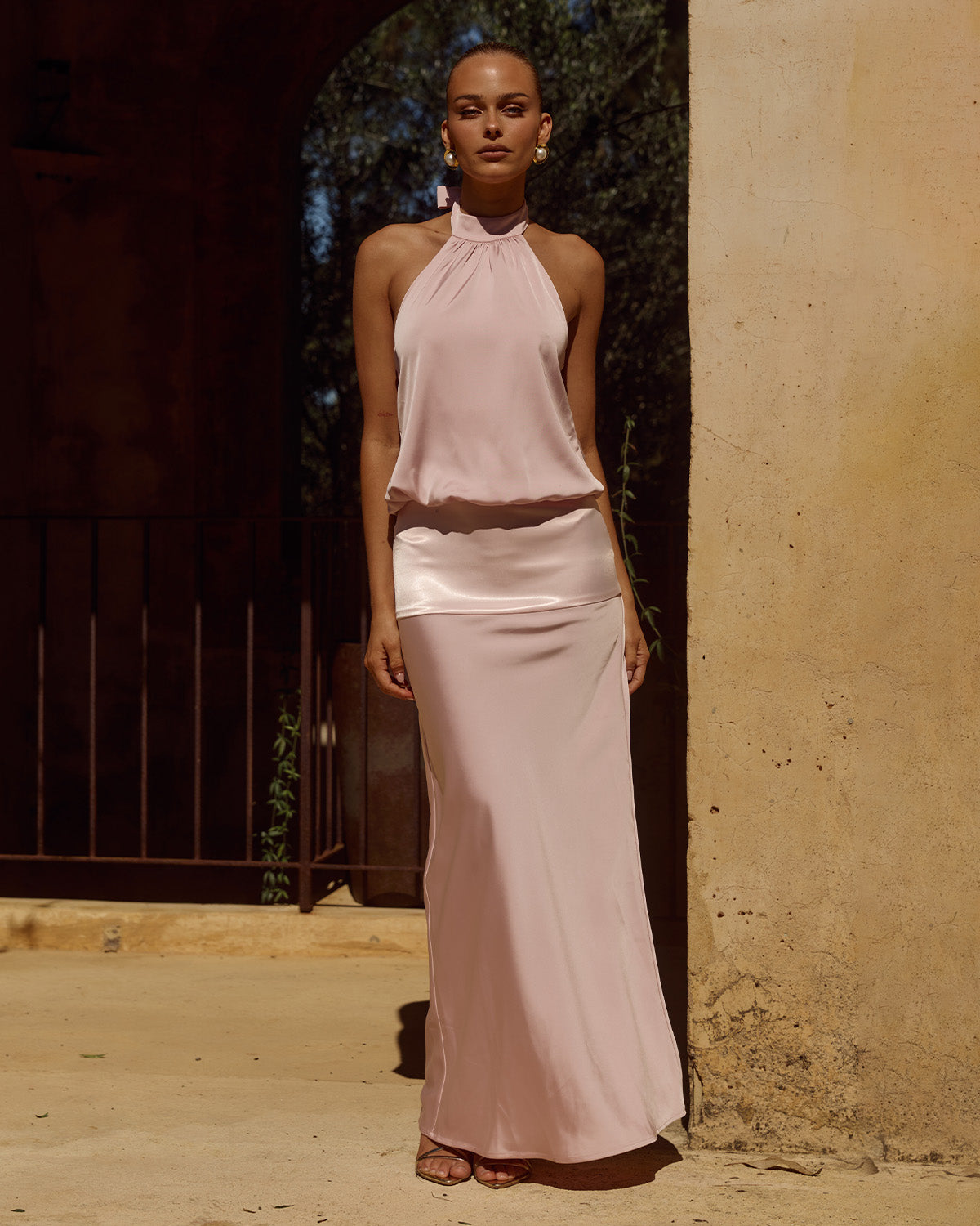 LILIETTE HALTER MAXI DRESS - PINK