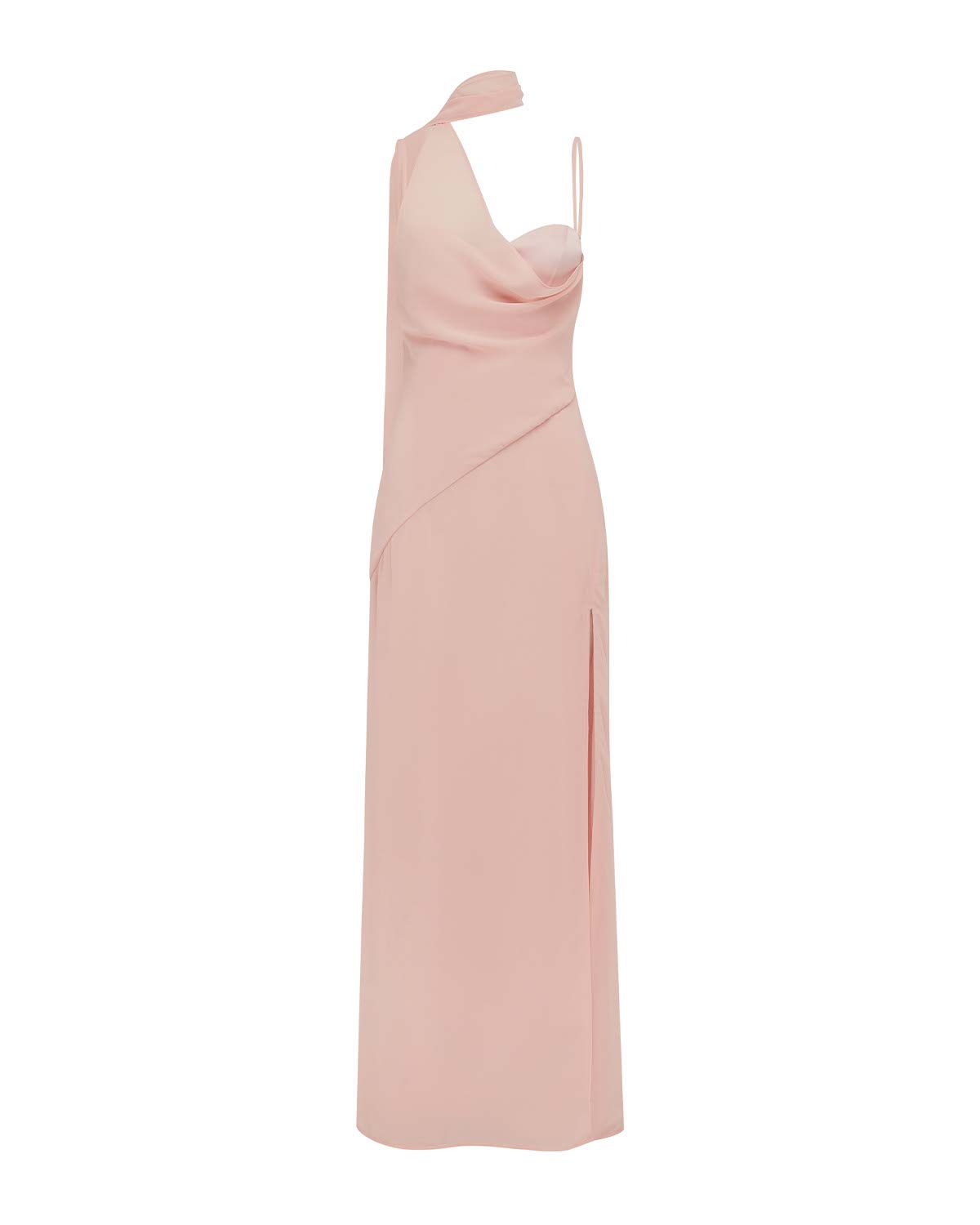 LIORA DRAPED SCARF MAXI DRESS - PINK
