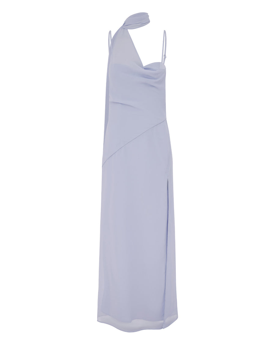 LIORA DRAPED SCARF MAXI DRESS - SKY BLUE