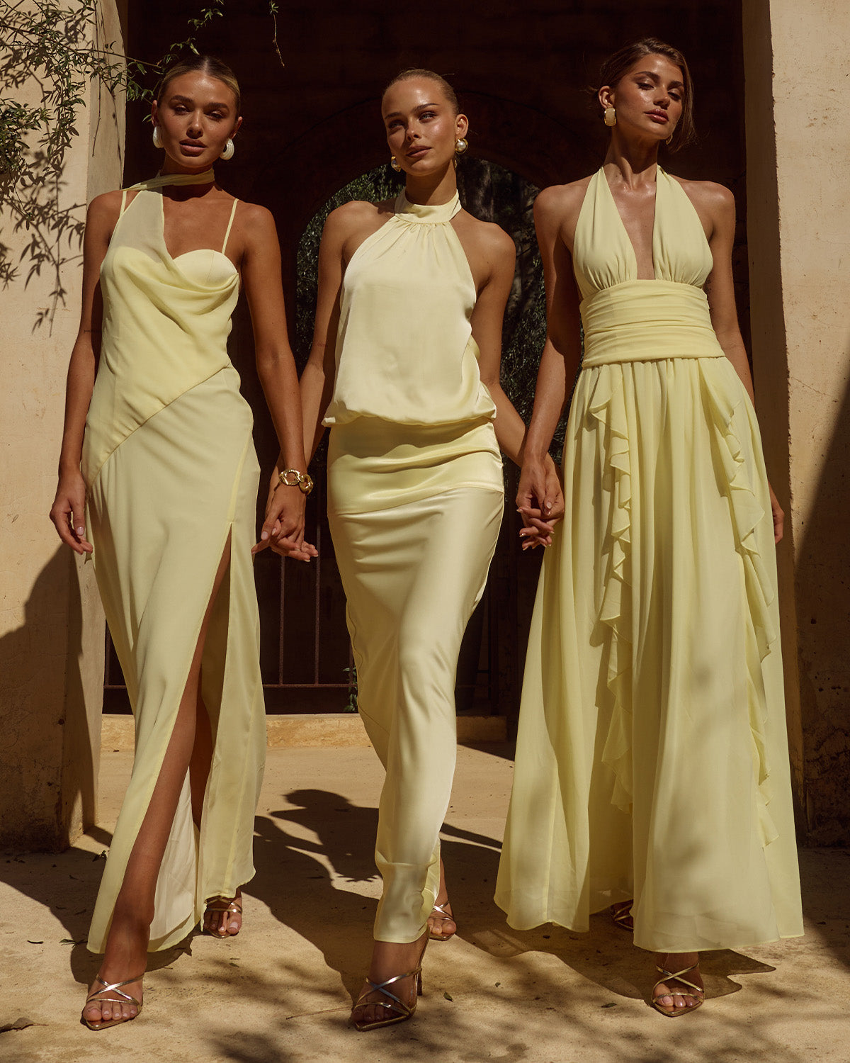 ISOLINA HALTER CORSET MAXI DRESS - BUTTER