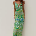 LIVIA HALTER COWL MAXI DRESS - INDIANA GREEN