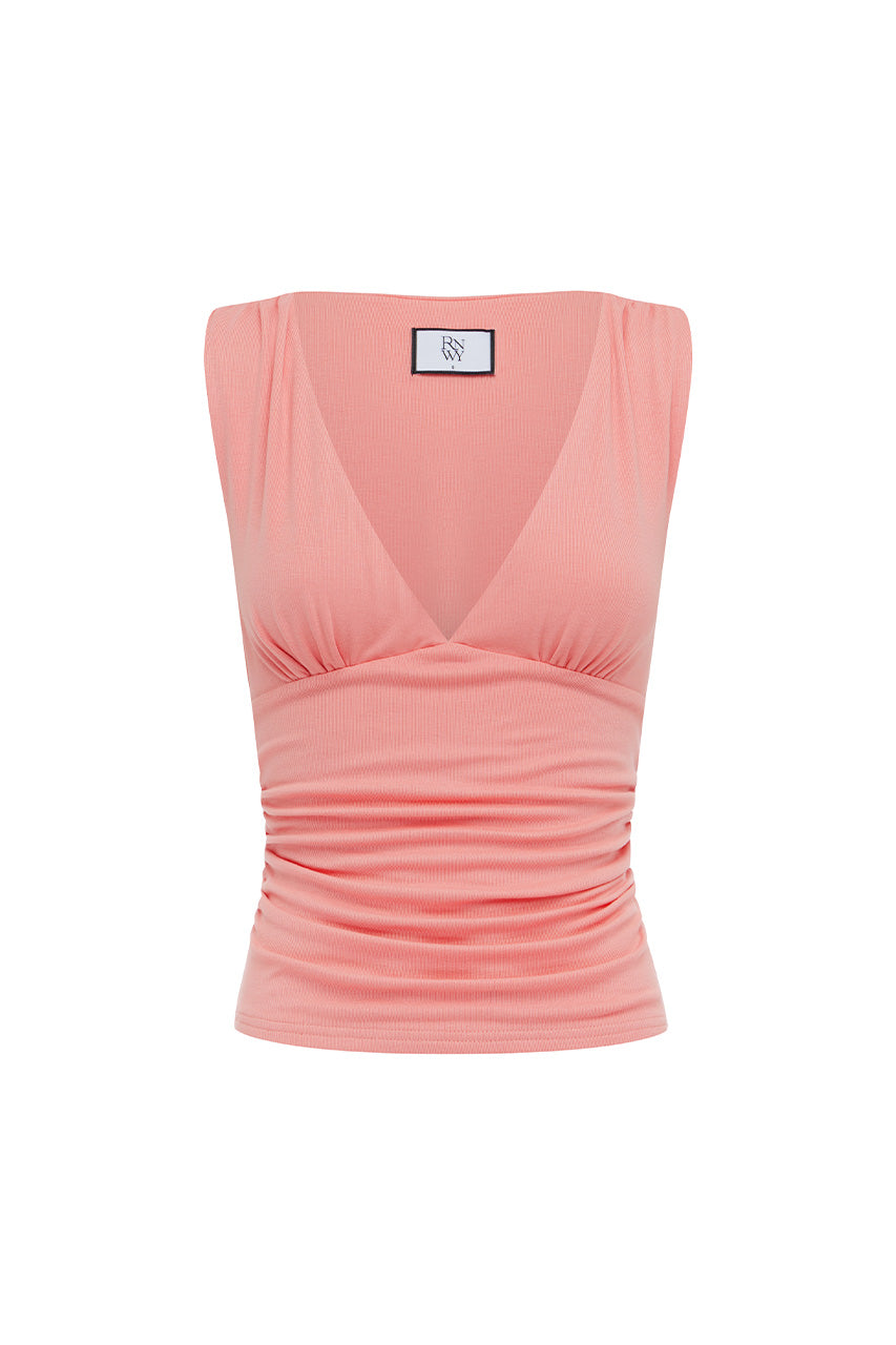 LUNE V-NECK TOP - PEACH