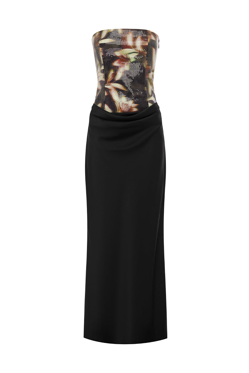 MAKENA STRAPLESS SEQUIN MAXI DRESS - HARLOW BLACK