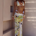 CYRUS LOW WAIST SHEER MAXI SKIRT - PELICANO MULTI