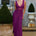 SOPHIA V-NECK LACE TRIM MAXI DRESS - PLUM