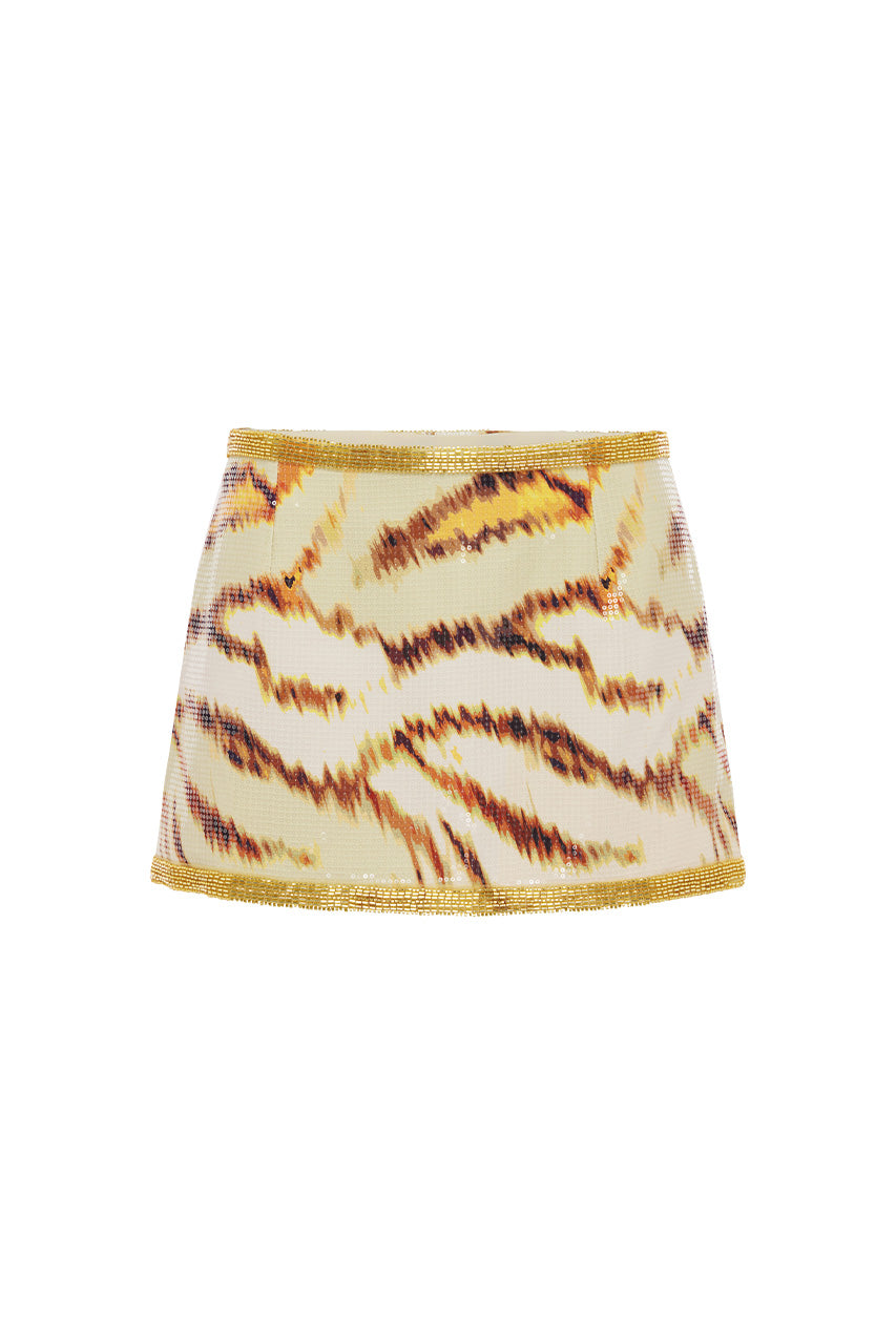 TEGAN LOW RISE MINI SKIRT - CAMELLIA BEIGE