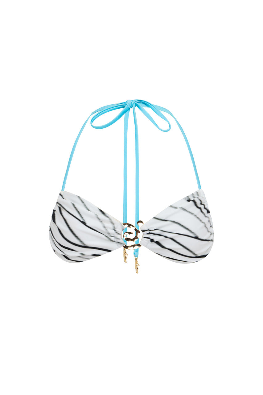 TIAGO HALTER RUCHED BIKINI TOP - CICI WHITE