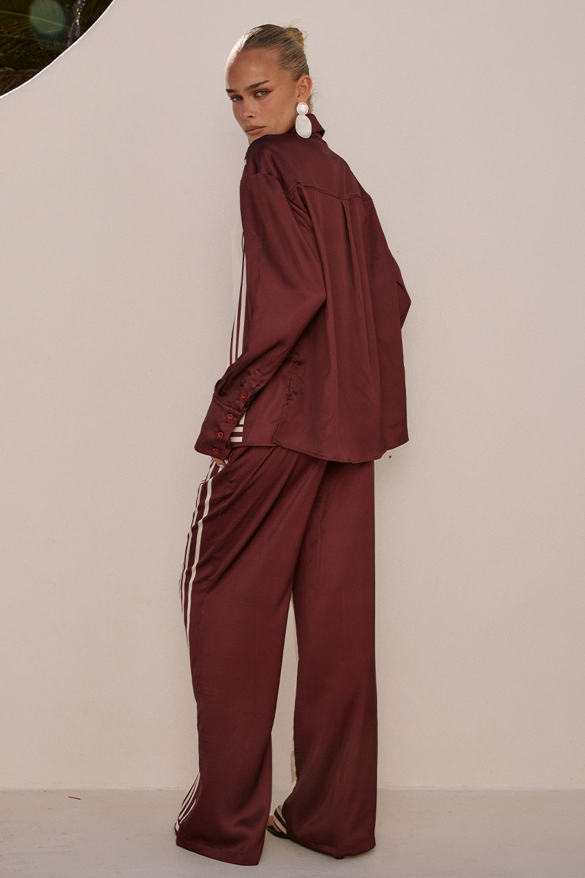 ZARA SLEEVED SHIRT - WINE STRIPE